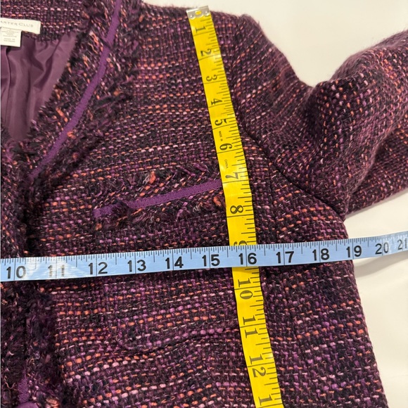 Charter Club Women's Purple Tweed Jacket blazer with pockets in size large - Picture 12 of 13